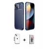 MARSİLYAN™- iPhone 14 Kılıf Eksen Form Prime - Siyah Bilvis 3D Cam Ekran Koruyucu + Shine Kamera Lens - GI
