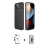 MARSİLYAN™- iPhone 14 Kılıf Eksen Form Prime - Siyah Bilvis 3D Cam Ekran Koruyucu + Shine Kamera Lens - YL