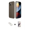 MARSİLYAN™- iPhone 14 Kılıf Eksen Form Prime - Siyah Bilvis 3D Mat Cam Ekran Koruyucu + Diamond Kamera Lens - KI