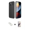 MARSİLYAN™- iPhone 14 Kılıf Eksen Form Prime - Siyah Bilvis 3D Mat Cam Ekran Koruyucu + Diamond Kamera Lens - PE