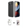 MARSİLYAN™- iPhone 14 Kılıf Eksen Form Prime - Siyah Bilvis 3D Mat Cam Ekran Koruyucu + Shine Kamera Lens - GI