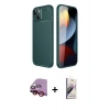 MARSİLYAN™- iPhone 14 Kılıf Eksen Form Prime - Siyah Bilvis 3D Mat Cam Ekran Koruyucu + Raze Metal Kamera Lens - KI