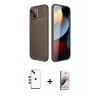 MARSİLYAN™- iPhone 14 Kılıf Eksen Form Prime - Siyah Bilvis 3D Mat Cam Ekran Koruyucu + Kırmızı Shine Kamera Lens