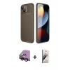 MARSİLYAN™- iPhone 14 Kılıf Eksen Form Prime - Siyah Bilvis 3D Mat Cam Ekran Koruyucu + Raze Metal Kamera Lens - SH