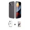 MARSİLYAN™- iPhone 14 Kılıf Eksen Form Prime - Siyah Bilvis 3D Mat Cam Ekran Koruyucu + Shine Kamera Lens - MI