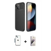 MARSİLYAN™- iPhone 14 Kılıf Eksen Form Prime - Siyah Bilvis 3D Mat Cam Ekran Koruyucu + Shine Kamera Lens - MI