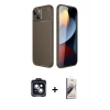 MARSİLYAN™- iPhone 14 Kılıf Eksen Form Prime - Siyah Bilvis 3D Mat Cam Ekran Koruyucu + Siyah PVD Metal Kamera Lens