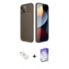 MARSİLYAN™- iPhone 14 Kılıf Eksen Form Prime - Siyah Bilvis 5in1 3D Magic Cam Ekran Koruyucu + Diamond Kamera Lens - PE