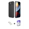 MARSİLYAN™- iPhone 14 Kılıf Eksen Form Prime - Siyah Bilvis 5in1 3D Magic Cam Ekran Koruyucu + Diamond Kamera Lens - KI