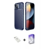 MARSİLYAN™- iPhone 14 Kılıf Eksen Form Prime - Siyah Bilvis 5in1 3D Magic Cam Ekran Koruyucu + Diamond Kamera Lens - PE