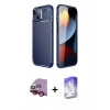 MARSİLYAN™- iPhone 14 Kılıf Eksen Form Prime - Siyah Bilvis 5in1 3D Magic Cam Ekran Koruyucu + Raze Metal Kamera Lens - KI
