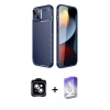 MARSİLYAN™- iPhone 14 Kılıf Eksen Form Prime - Siyah Bilvis 5in1 3D Magic Cam Ekran Koruyucu + PVD Metal Kamera Lens - MI
