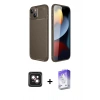 MARSİLYAN™- iPhone 14 Kılıf Eksen Form Prime - Siyah Bilvis 5in1 3D Magic Cam Ekran Koruyucu + PVD Metal Kamera Lens - PE