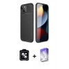 MARSİLYAN™- iPhone 14 Kılıf Eksen Form Prime - Siyah Bilvis 5in1 3D Magic Cam Ekran Koruyucu + PVD Metal Kamera Lens - MI