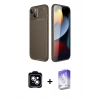 MARSİLYAN™- iPhone 14 Kılıf Eksen Form Prime - Siyah Bilvis 5in1 3D Magic Cam Ekran Koruyucu + PVD Metal Kamera Lens - MI