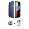 MARSİLYAN™- iPhone 14 Kılıf Eksen Form Prime - Siyah Bilvis 5in1 3D Magic Cam Ekran Koruyucu + Raze Metal Kamera Lens - MR