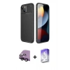 MARSİLYAN™- iPhone 14 Kılıf Eksen Form Prime - Siyah Bilvis 5in1 3D Magic Cam Ekran Koruyucu + Raze Metal Kamera Lens - SH