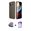 MARSİLYAN™- iPhone 14 Kılıf Eksen Form Prime - Siyah Bilvis 5in1 3D Magic Cam Ekran Koruyucu + Raze Metal Kamera Lens - SH