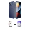 MARSİLYAN™- iPhone 14 Kılıf Eksen Form Prime - Siyah Bilvis 5in1 3D Magic Cam Ekran Koruyucu + Shine Kamera Lens - KI