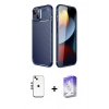 MARSİLYAN™- iPhone 14 Kılıf Eksen Form Prime - Siyah Bilvis 5in1 3D Magic Cam Ekran Koruyucu + Shine Kamera Lens - GS