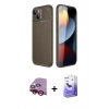 MARSİLYAN™- iPhone 14 Kılıf Eksen Form Prime - Siyah Bilvis 5in1 5D Magic Hayalet Cam Ekran Koruyucu + Raze Metal Kamera Lens - KI