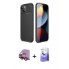 MARSİLYAN™- iPhone 14 Kılıf Eksen Form Prime - Siyah Bilvis 5in1 5D Magic Hayalet Cam Ekran Koruyucu + Raze Metal Kamera Lens - KI