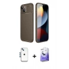 MARSİLYAN™- iPhone 14 Kılıf Eksen Form Prime - Siyah Bilvis 5in1 5D Magic Hayalet Cam Ekran Koruyucu + Shine Kamera Lens - MI