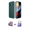 MARSİLYAN™- iPhone 14 Kılıf Eksen Form Prime - Siyah Bilvis 5in1 5D Magic Hayalet Cam Ekran Koruyucu + Mor Raze Metal Kamera Lens
