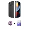MARSİLYAN™- iPhone 14 Kılıf Eksen Form Prime - Siyah Bilvis 5in1 5D Magic Hayalet Cam Ekran Koruyucu + Mor Raze Metal Kamera Lens