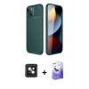 MARSİLYAN™- iPhone 14 Kılıf Eksen Form Prime - Siyah Bilvis 5in1 5D Magic Hayalet Cam Ekran Koruyucu + PVD Metal Kamera Lens - PE