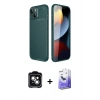 MARSİLYAN™- iPhone 14 Kılıf Eksen Form Prime - Siyah Bilvis 5in1 5D Magic Hayalet Cam Ekran Koruyucu + PVD Metal Kamera Lens - YL