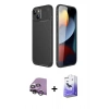 MARSİLYAN™- iPhone 14 Kılıf Eksen Form Prime - Siyah Bilvis 5in1 5D Magic Hayalet Cam Ekran Koruyucu + Raze Metal Kamera Lens - GS