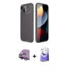 MARSİLYAN™- iPhone 14 Kılıf Eksen Form Prime - Siyah Bilvis 5in1 5D Magic Hayalet Cam Ekran Koruyucu + Raze Metal Kamera Lens - GS