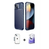 MARSİLYAN™- iPhone 14 Kılıf Eksen Form Prime - Siyah Bilvis 5in1 5D Magic Hayalet Cam Ekran Koruyucu + Shine Kamera Lens - MI
