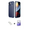 MARSİLYAN™- iPhone 14 Kılıf Eksen Form Prime - Siyah Bilvis 5in1 5D Magic Hayalet Cam Ekran Koruyucu + Diamond Kamera Lens - SABE