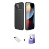 MARSİLYAN™- iPhone 14 Kılıf Eksen Form Prime - Siyah Bilvis 5in1 5D Magic Hayalet Cam Ekran Koruyucu + Yeşil Diamond Kamera Lens