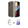 MARSİLYAN™- iPhone 14 Kılıf Eksen Form Prime - Siyah Bilvis 5in1 5D Magic Hayalet Cam Ekran Koruyucu + Shine Kamera Lens - YL
