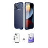 MARSİLYAN™- iPhone 14 Kılıf Eksen Form Prime - Siyah Bilvis 5in1 5D Magic Hayalet Cam Ekran Koruyucu + Shine Kamera Lens - YL