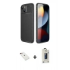 MARSİLYAN™- iPhone 14 Kılıf Eksen Form Prime - Siyah Bilvis Hayalet Cam Ekran Koruyucu + Diamond Kamera Lens - KI