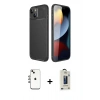 MARSİLYAN™- iPhone 14 Kılıf Eksen Form Prime - Siyah Bilvis Hayalet Cam Ekran Koruyucu + Shine Kamera Lens - GI