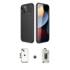 MARSİLYAN™- iPhone 14 Kılıf Eksen Form Prime - Siyah Bilvis Hayalet Cam Ekran Koruyucu + Shine Kamera Lens - GD