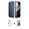 MARSİLYAN™- iPhone 14 Kılıf Eksen Form Prime - Siyah Bilvis Hayalet Cam Ekran Koruyucu + Shine Kamera Lens - GD
