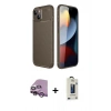 MARSİLYAN™- iPhone 14 Kılıf Eksen Form Prime - Siyah Bilvis Hayalet Cam Ekran Koruyucu + Raze Metal Kamera Lens - MR