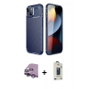 MARSİLYAN™- iPhone 14 Kılıf Eksen Form Prime - Siyah Bilvis Hayalet Cam Ekran Koruyucu + Raze Metal Kamera Lens - MR