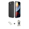 MARSİLYAN™- iPhone 14 Kılıf Eksen Form Prime - Siyah Bilvis Hayalet Cam Ekran Koruyucu + Diamond Kamera Lens - PE