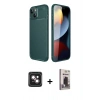 MARSİLYAN™- iPhone 14 Kılıf Eksen Form Prime - Siyah Bilvis Hayalet Cam Ekran Koruyucu + PVD Metal Kamera Lens - PE