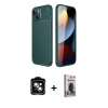 MARSİLYAN™- iPhone 14 Kılıf Eksen Form Prime - Siyah Bilvis Hayalet Cam Ekran Koruyucu + PVD Metal Kamera Lens - MI