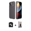 MARSİLYAN™- iPhone 14 Kılıf Eksen Form Prime - Siyah Bilvis Hayalet Cam Ekran Koruyucu + PVD Metal Kamera Lens - TU