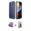 MARSİLYAN™- iPhone 14 Kılıf Eksen Form Prime - Siyah Bilvis Hayalet Cam Ekran Koruyucu + Raze Metal Kamera Lens - SH