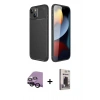 MARSİLYAN™- iPhone 14 Kılıf Eksen Form Prime - Siyah Bilvis Hayalet Cam Ekran Koruyucu + Raze Metal Kamera Lens - SH